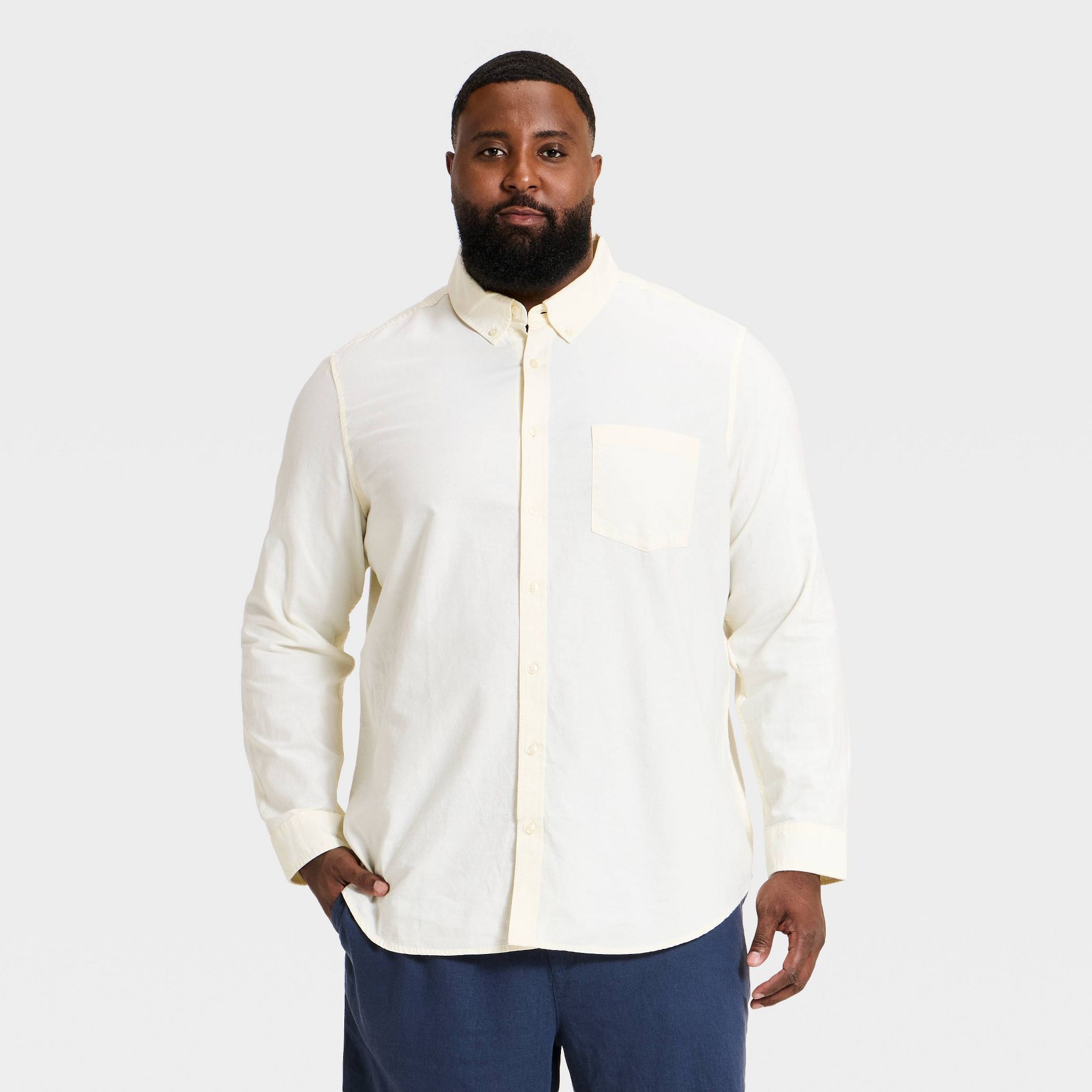 Men's Big & Tall Every Wear Long Sleeve Oxford Button-Down Shirt - Goodfellow & Co™ Yellow LT