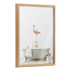 18" x 24" Blake Flamingo Cottage Bathroom by Amy Peterson Art Studio: Modern Wall Decor, Framed Glass Art - Kate & Laurel All Things Decor - 1 of 4