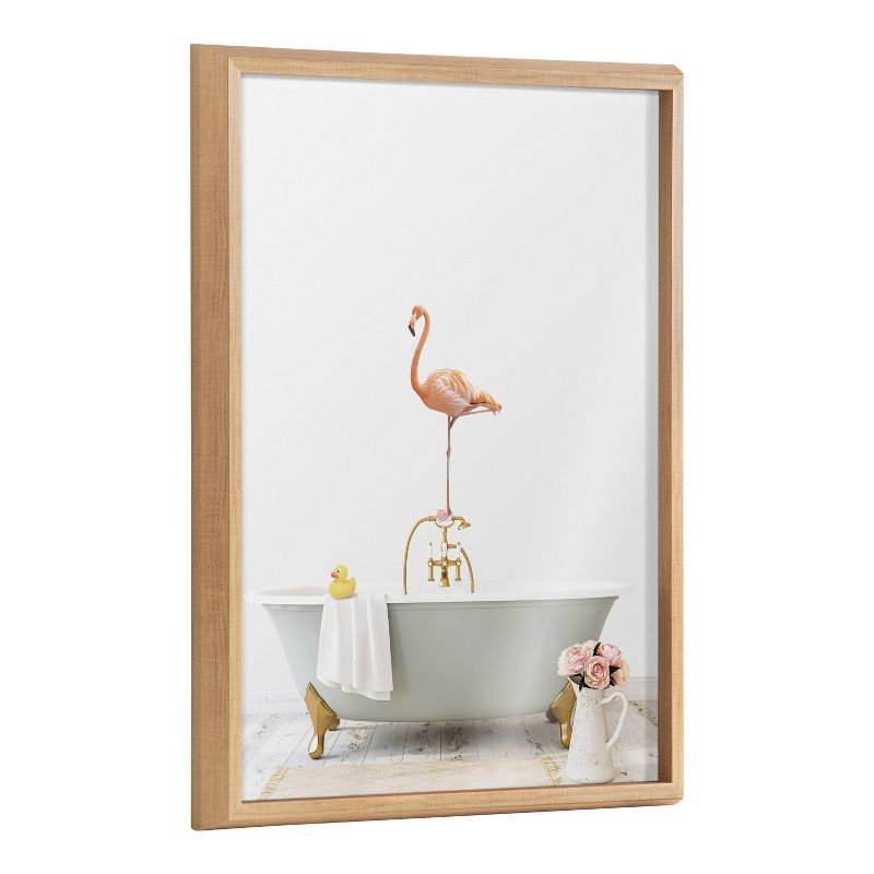 18&#34; x 24&#34; Blake Flamingo Cottage Bathroom by Amy Peterson Art Studio Framed Printed Glass Natural - Kate &#38; Laurel All Things Decor, 1 of 7