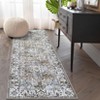 Washable Distressed Floral Print Area Rugs for Bedroom Living Room, Vintage Soft Non Slip Dining Room Carpet - 2 of 4