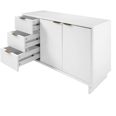 Granville 55" White Modern Buffet Sideboard with Ribbed Drawers