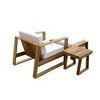 Ridstar Outdoor Acacia Lounge Chair Set with Removable Cushion & Footstool for Patios, Balconies & Gardens-Beige - 2 of 4