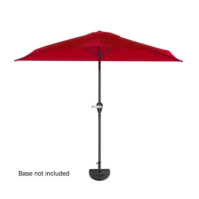 Red Steel Half-Canopy Patio Umbrella for Small Spaces