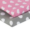 Everyday Kids 2 Pack Baby Girl Changing Pad Covers – 100% Cotton Jersey, Soft & Breathable – Gray with White Dots + Pink with White Hearts - 2 of 4