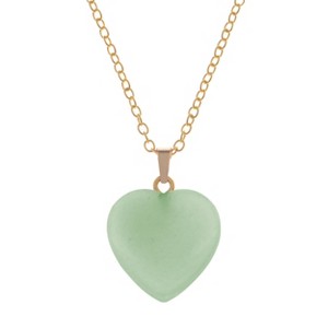 Natural Stone Heart Gemstone Healing Crystal Pendant Lucky Blessing Energy Necklace for Women Men, Green Aventurine - 1 of 4