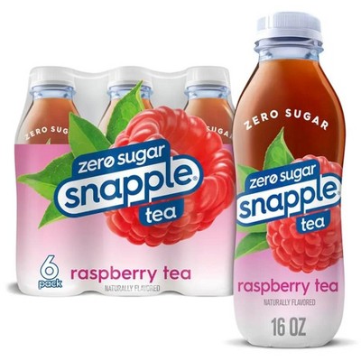Snapple Zero Sugar Raspberry All Natural Iced Tea Gluten Free 100% Recycled Plastic Bottle 24 Pack, 16.0 Fl Oz