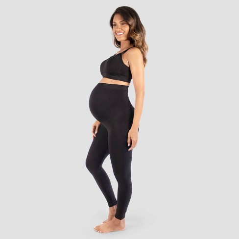Liang Rou Maternity Belly Support Mini-Ribbed Stretch Full Length Leggings 2-Pack