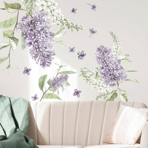 Lilac Peel and Stick Giant Wall Decal - RoomMates: Vinyl Botanical Stickers, Modern Decor, 33pc - 1 of 4
