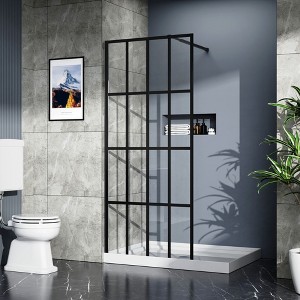 34" X 72" Shower Door Walk-in Black Finish,Bathroom Panel - 1 of 4