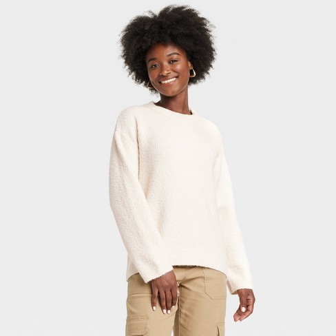 Cream crew neck sweater sale