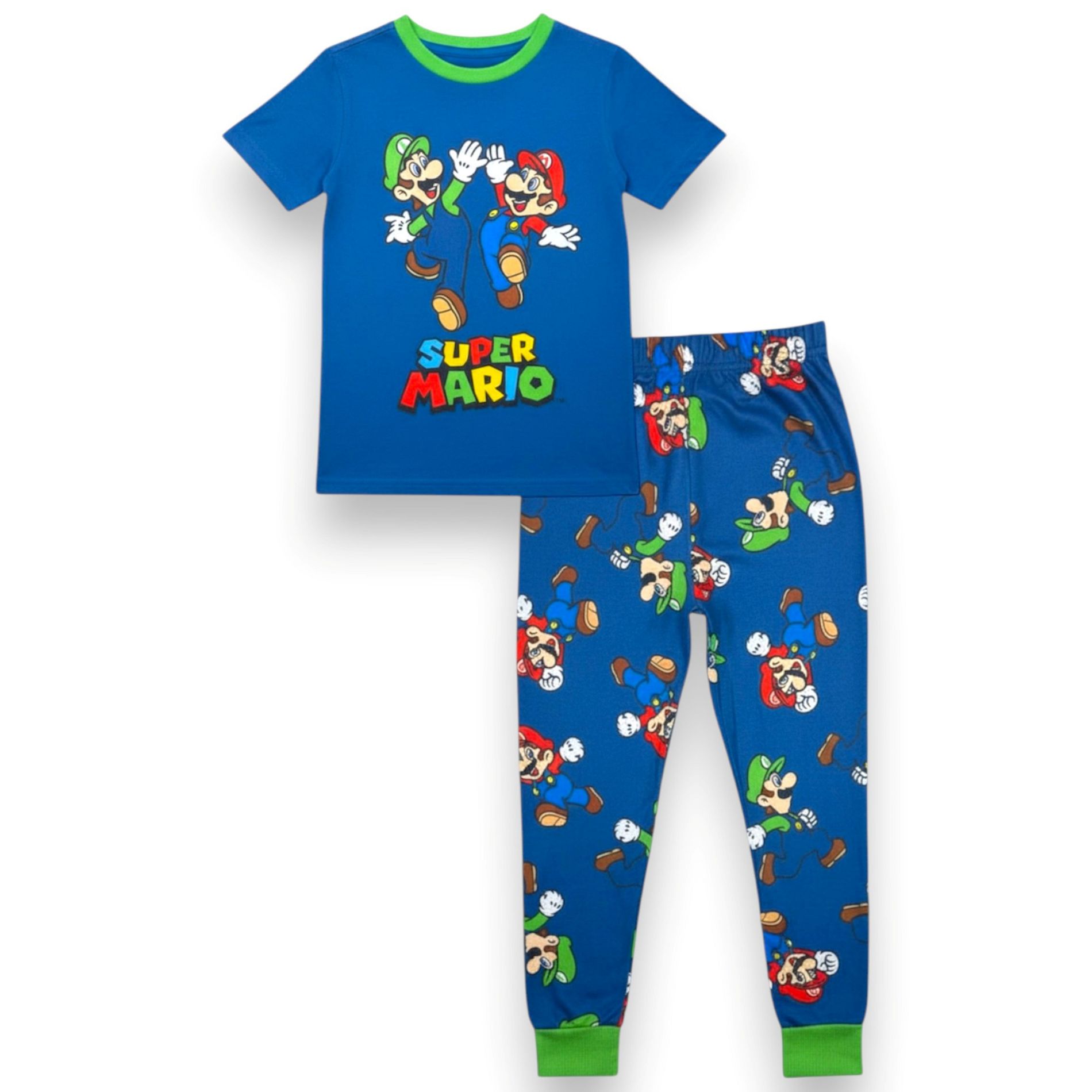 Super Mario Little/Big Boys' 2-Piece Soft Polyester Snug-Fit Pajama Set