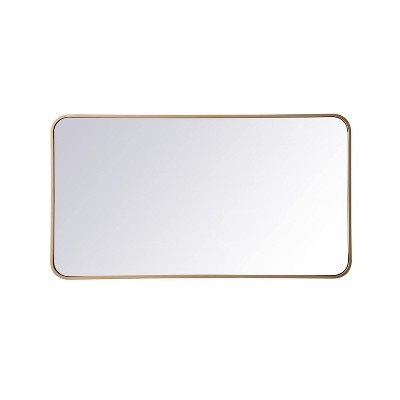 Elegant Lighting Soft corner metal rectangular mirror 22x40 inch in Brass