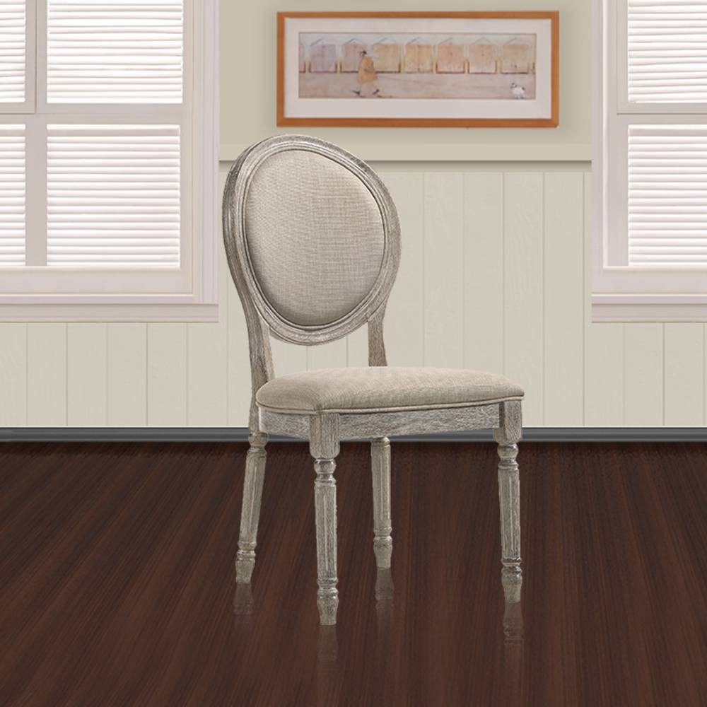 20&#34; Faustine Accent Chair Tan Fabric/Salvaged Light Oak Finish - Acme Furniture