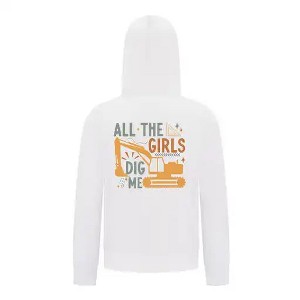 Everyday Kids All the Girls Dig Me Boys Zip Up Hoodie – Funny Construction Truck Sweatshirt - 1 of 4