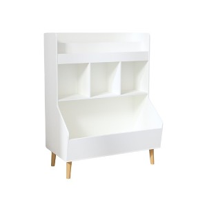 Fontoi Decorative Bookshelf, Multifunctional Bookcase with Legs, Toy Storage Organizer for Kids' Playroom Nursery, White, 15.75"*36.22"*27.56" - 1 of 4