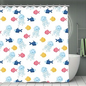 Soscooter Jellyfish Fish Shower Curtain Polyester Waterproof Machine ...