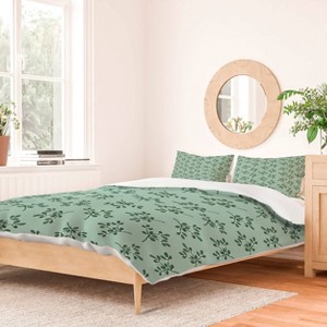Deny Designs King Little Arrow Design Co mistletoe mint Duvet Cover and Pillow Sham Green - 1 of 4