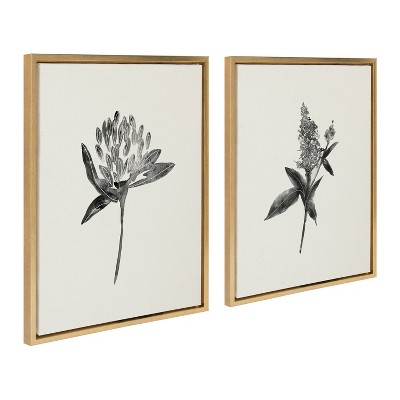 Sylvie Gold Framed Botanical Canvas Art Prints, Set of 2, 18" x 24"