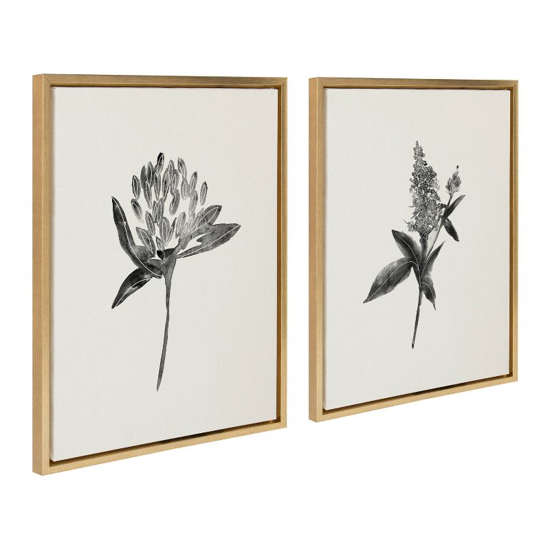 (Set of 2) 18&#34; x 24&#34; Sylvie Vintage Botanical 1 and 2 Framed Canvas by Teju Reval of SnazzyHues Gold - Kate &#38; Laurel All Things Decor, 3 of 8