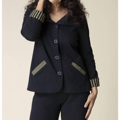 Women's Double Face Mixed Stripes Contrast Trim Jacket - habitat