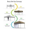 10x10 Pop Up Canopy Tent with Sidewall, One-Button Setup, Adjustable Height, Roller Bag & Sandbags, for Patio, Beach, Garden, Camping & Party Use - 2 of 4