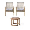 Okak Boho Outdoor Acacia Accent Chairs Wicker Woven Dining Chairs with Optional Table,Set of 2/3,Ergonomics Patio Armchairs,400lbs Max - 3 of 4