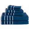 Hastings Home 6-pc Rice Weave Combed Cotton Towel Set With 2 Bath Towels, 2 Hand Towels, and 2 Washcloths - Navy - 2 of 4