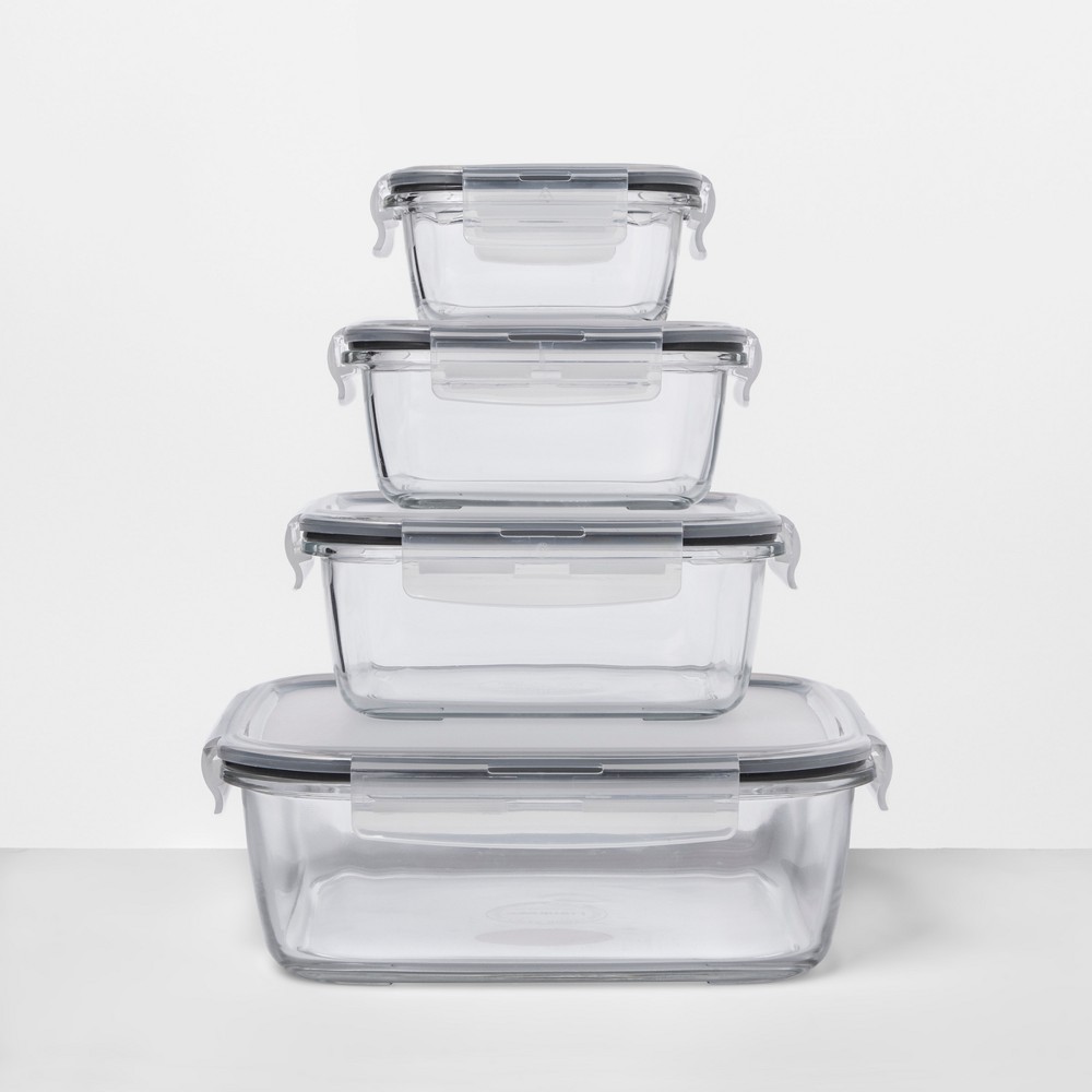 8pc Square Glass Food Storage Container Set - Made By Design&amp;#8482;