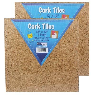 8ct 12" Natural Cork Tiles - Flipside