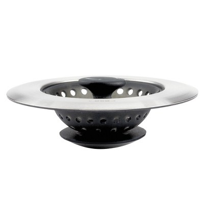 OXO Softworks 2-in-2 Stainless Steel Sink Strainer and Stopper, Black