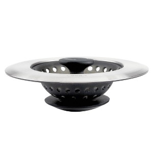 OXO Silicone Sink Strainer with Stopper: Black, Stainless Steel, Kitchen Drain Plug, Dishwasher-Safe, 4.3" Diameter - 1 of 4