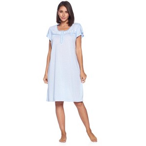 Casual Nights Women's Short Sleeve Floral And Lace Nightgown - 1 of 4