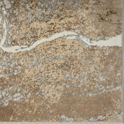 Beige and Gray Marble Abstract Area Rug 5'1"x7'4.5"