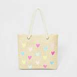 Girls' Heart Embroidered Tote Bag - Cat & Jack™ Off- White