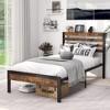 Costway Full Industrial Metal Platform Bed Frame Charging Station Mattress Foundation - 4 of 4