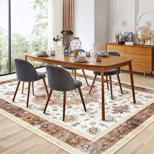 Garvee Soft Floral Area Rug-Stain Resistant-Non Slip Indoor Thin Carpet for Under Dining Table, Bedroom, Nursery Home Office - 1 of 4