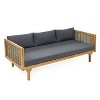 Christopher Knight Home Claremont Acacia and PE Rattan Outdoor 3 Seater Daybed with Cushions - 4 of 4