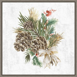 16" x 16" Holiday Spirit Pinecone Wreath by PI Studio: Amanti Art Christmas Botanical Decor - 1 of 4