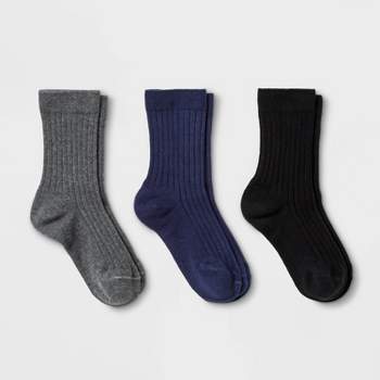 Kids' 3pk Dress Socks - Cat & Jack™ Gray/Black/Navy Blue