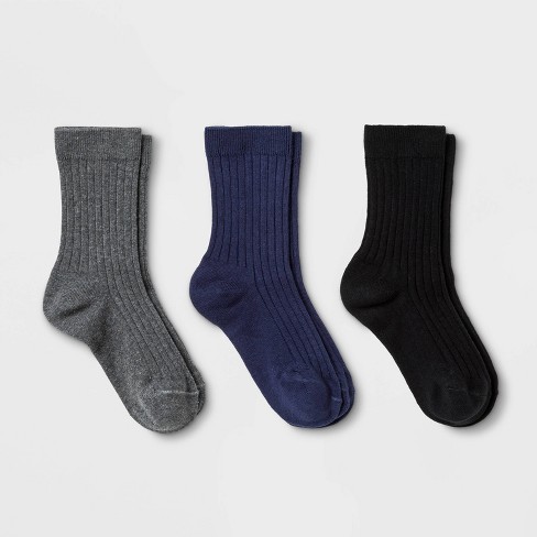 Kids' 3pk Dress Socks - Cat & Jack™ Gray/black/navy Blue : Target