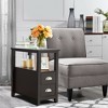 Costway Set of 2 End Bedside Table Rectangular Nightstand W/ 2 Drawers & Shelf Espresso - 2 of 4