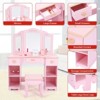 Kids Dressing Table and Stool Set, Pretend Play Vanity Desk with Tri-Folding Mirror, Drawers, Shelves & Accessories, Princess Makeup Table - 4 of 4