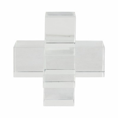 Sagebrook Home Modern Crystal Glass Geometric Sculpture for Living Room, Bedroom and Office Decor, Clear/Frosted, 6 L x 6 W x 6 H Inches