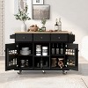 ELJGET Kitchen Island with Storage Rolling Kitchen Cart Storage Cart with Drop Leaf Countertop, Storage Cabinet and 3 Drawers for Dinning Room - 2 of 4
