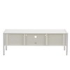 DOMETOUR 54.33" Rattan TV Cabinet with Variable Color Light Strip, Double Sliding Doors Adjustable Shelf Metal Legs TV Console for Living Room White - 3 of 4