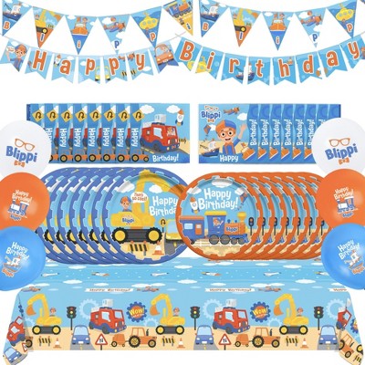 Treasures Gifted Blippi Birthday Party Supplies Vehicle Complete Set for 16 Guests
