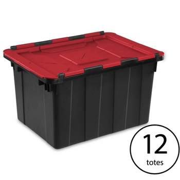 Sterilite 15 Gallon Stackable Industrial Tote With Latches, Tie Down Holes,  And Indexed Lids For Heavy-duty Storage Needs : Target