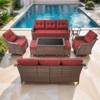 POCASSY 6 Inch Thick Cushion Patio Furniture Set with Swivel Glider Chairs, 8 Piece Patio Set with Brown Wicker Round Rattan and Olefin Cushion Cover - 4 of 4