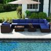 Costway 12 PCS Patio Wicker Sectional Sofa Set with 32” Propane Fire Pit Table Tank Holder Black/Brown/Navy - 4 of 4