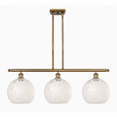 White Mouchette - 3 Light Stem Hung Island In Modern Style-12.25 Inches Tall and 36.5 Inches Wide